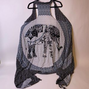Like-New Elephant Sequin Tapestry Vest, OS